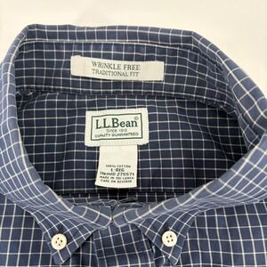 LL Bean Mens Wrinkle Free Traditional Fit Short Sleeve Plaid Shirt L REG